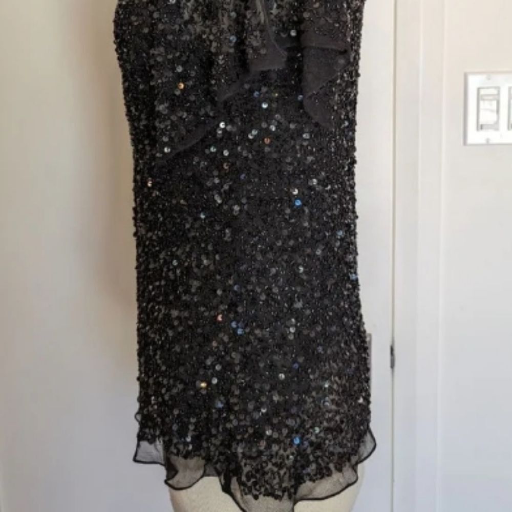 VINTAGE Adrianna Papell Size XL Top Elegant Black Sequin Womens Blouse Dressy - Picture 5 of 16
